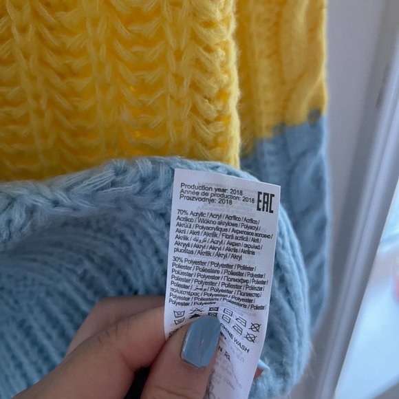 NEW Vero Moda White/Yellow/Blue Colourblocked Knit Sweater - Picture 4 of 4